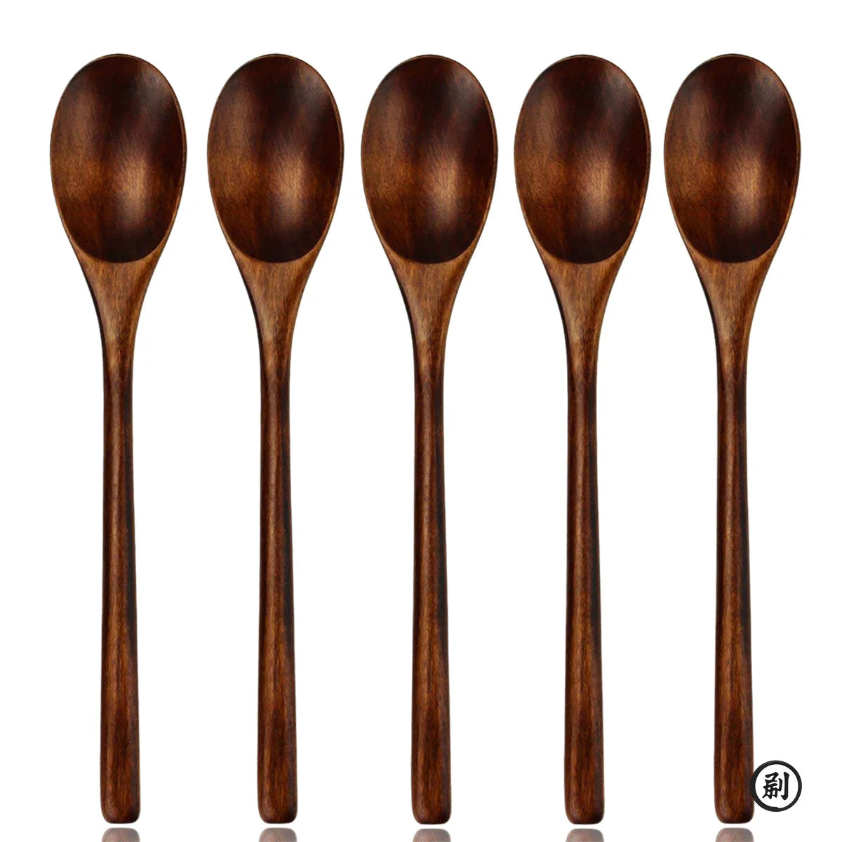 5 piezas de cucharas y tenedor de madera natural